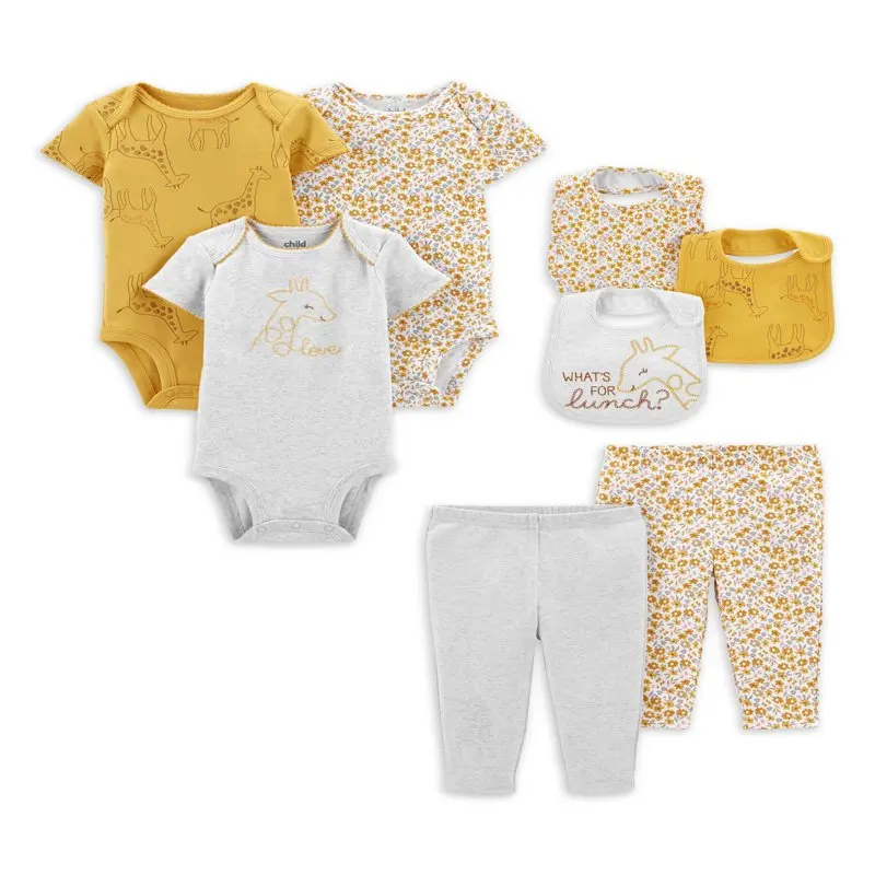 

Child of Mine Baby Girl Bodysuits, Pants, & Bibs Set, 8-Piece, Preemie-24M