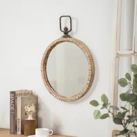 2022Nordic retro rattan do old mirror wall decoration homestay living room bedroom hanging mirror home wall makeup mirror mirror