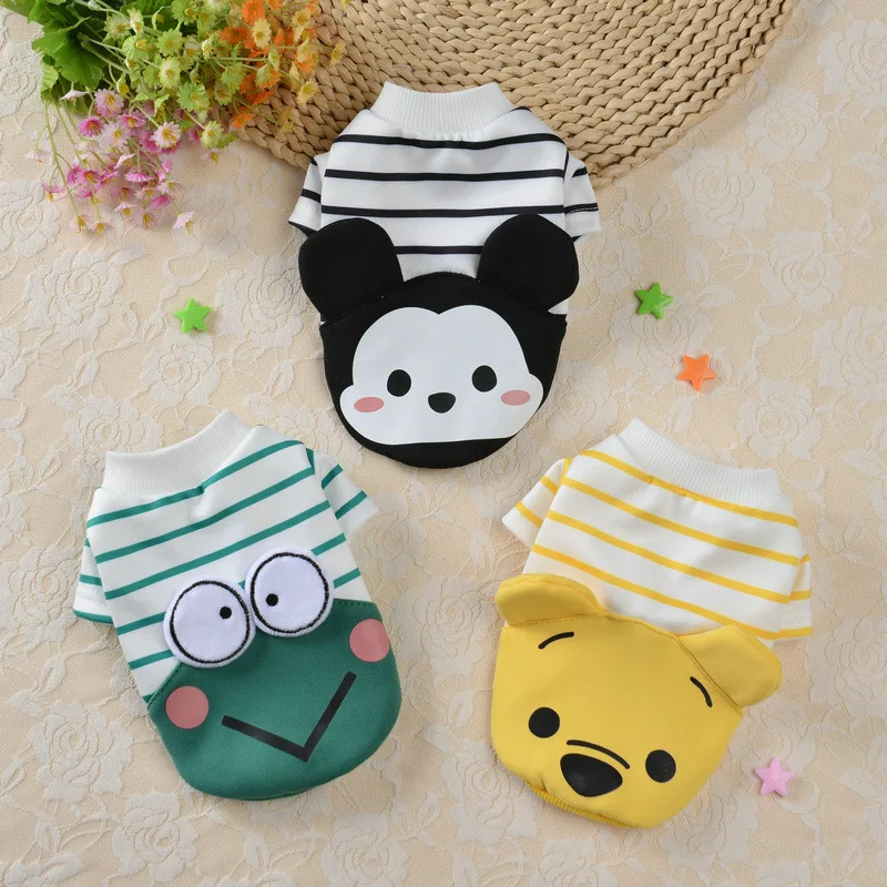 

Pet Clothes Autumn Winter Warm Sweater Small Dog Cute Sweatshirt Cartoon Stripe Cat Fashion Coat Chihuahua Yorkshire Bulldog