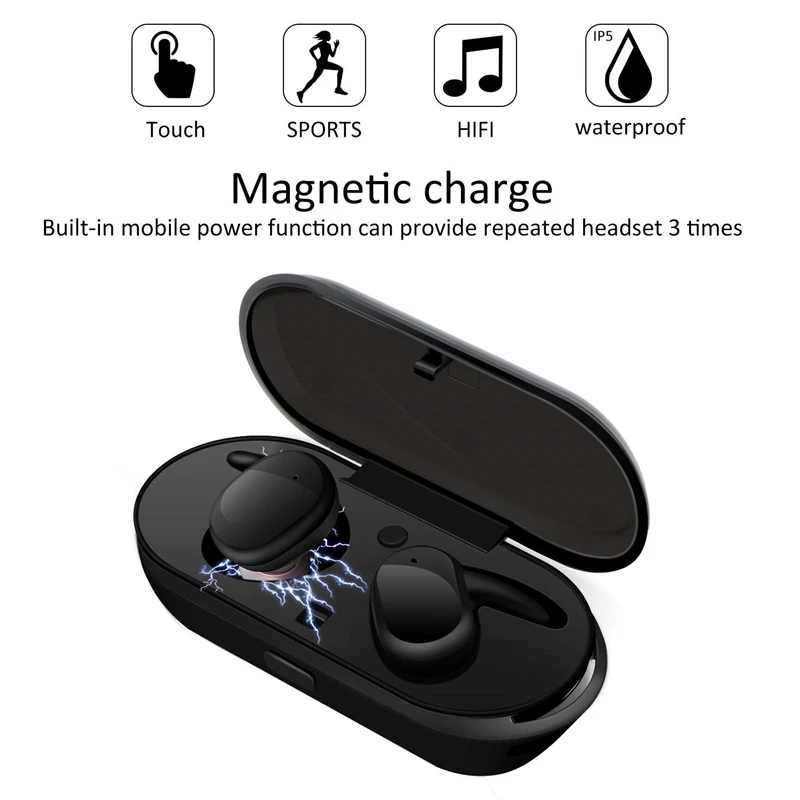 Фото Беспроводные bluetooth-наушники Y30 TWS с сенсорным управлением, спортивные водонепроницаемые наушники с микрофоном для смартфонов, музыкальные н... №3