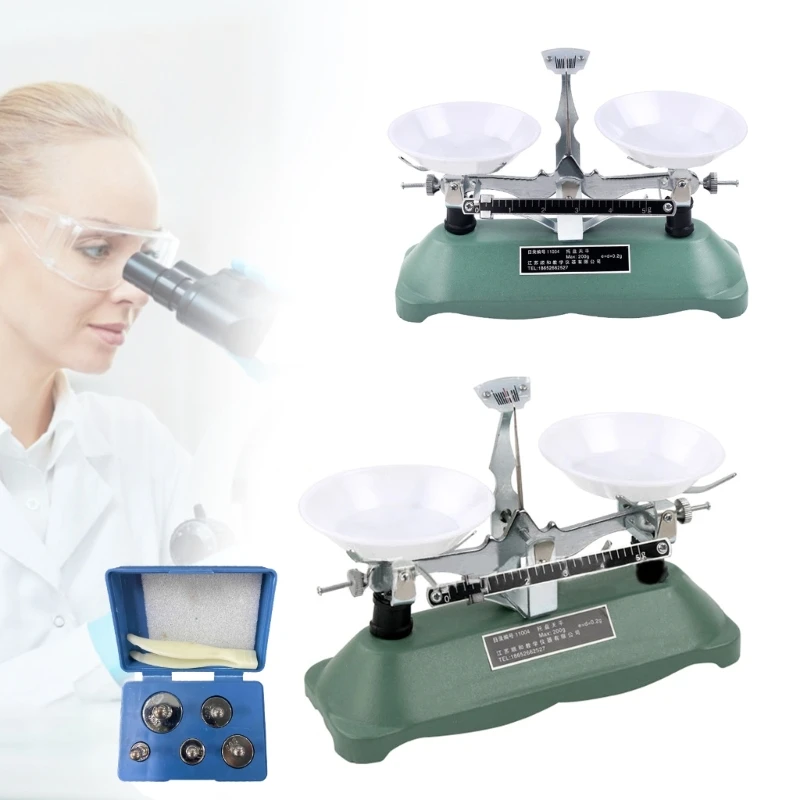 

100g Mechanical Tray Scale with Weights and Tweezers Scale Physics Laboratory Teaching Tool Dropship