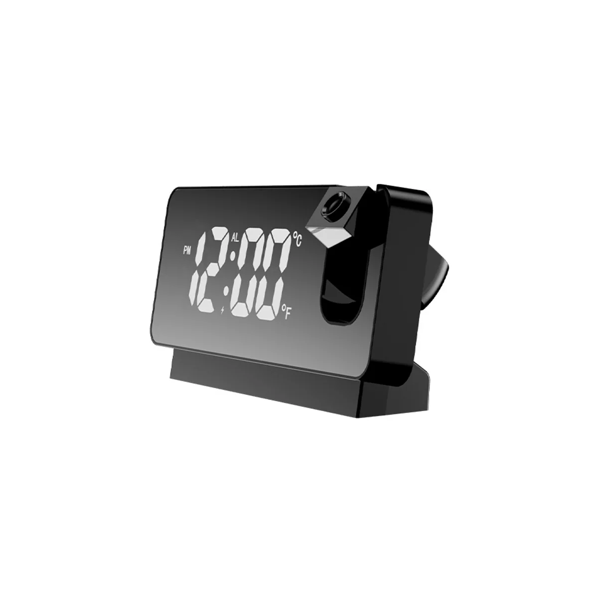 Temperature Calendar Brightness Adjustment Black White Mirror Mute Red Line Projection Alarm Clock