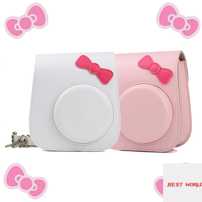 

Универсальный чехол из искусственной кожи с милым бантом, чехол для Fujifilm Fuji Instax Mini 8 9 11, чехол для камеры с ремешком