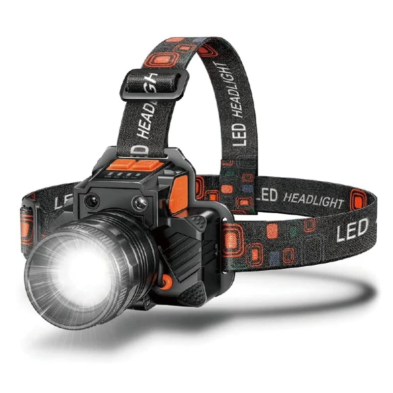 

Head Light Lamp Rechargeable Super Bright LED Headlight With Mechanical Rotational Zoom Sensor USB