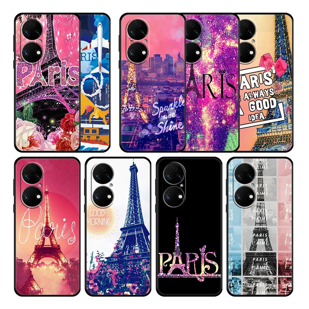 

Matte Casing Silicone Case Coque for Huawei P40 Lite 9 SE P50 P20 Pro P30 Nova 5T P Smart Z Y6 E Paris City Eiffel Tower Cell
