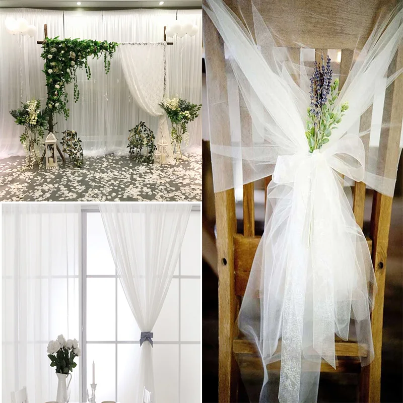 

5/10m Tulle Roll Wedding Decoration Sheer Crystal Organza Fabric Tulle Roll for Wedding Birthday Party Decor Table Chair Sashes