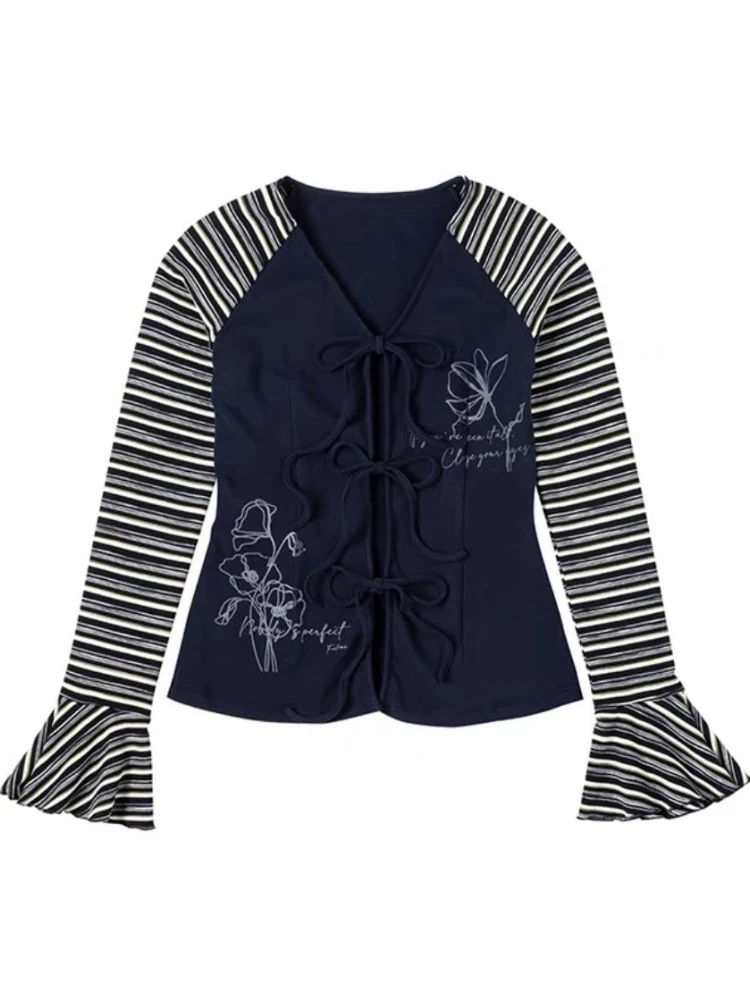 Y2k эстетические полосатые лоскутные куртки женские Harajuku гранж бандажные