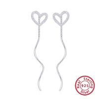 1 pair romantic heart pendant 925 sterling silver earrings for women charm fine jewelry fashion luxury sweet tassel ear studs
