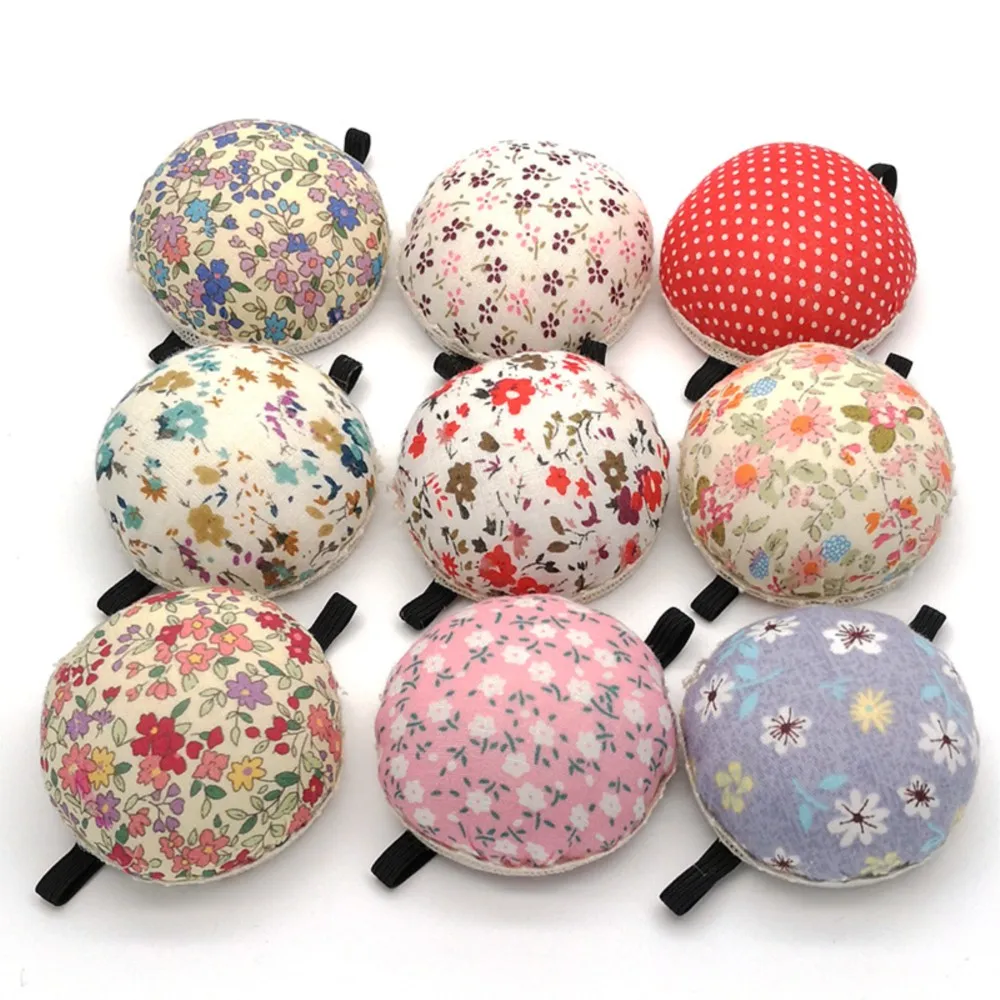 

Chainho,Pin Cushions,With Elastic Bands,Round Shape,Printed Floral Fabric Cover,DIY Sewing & Quilting Accessories,Diameter 6cm