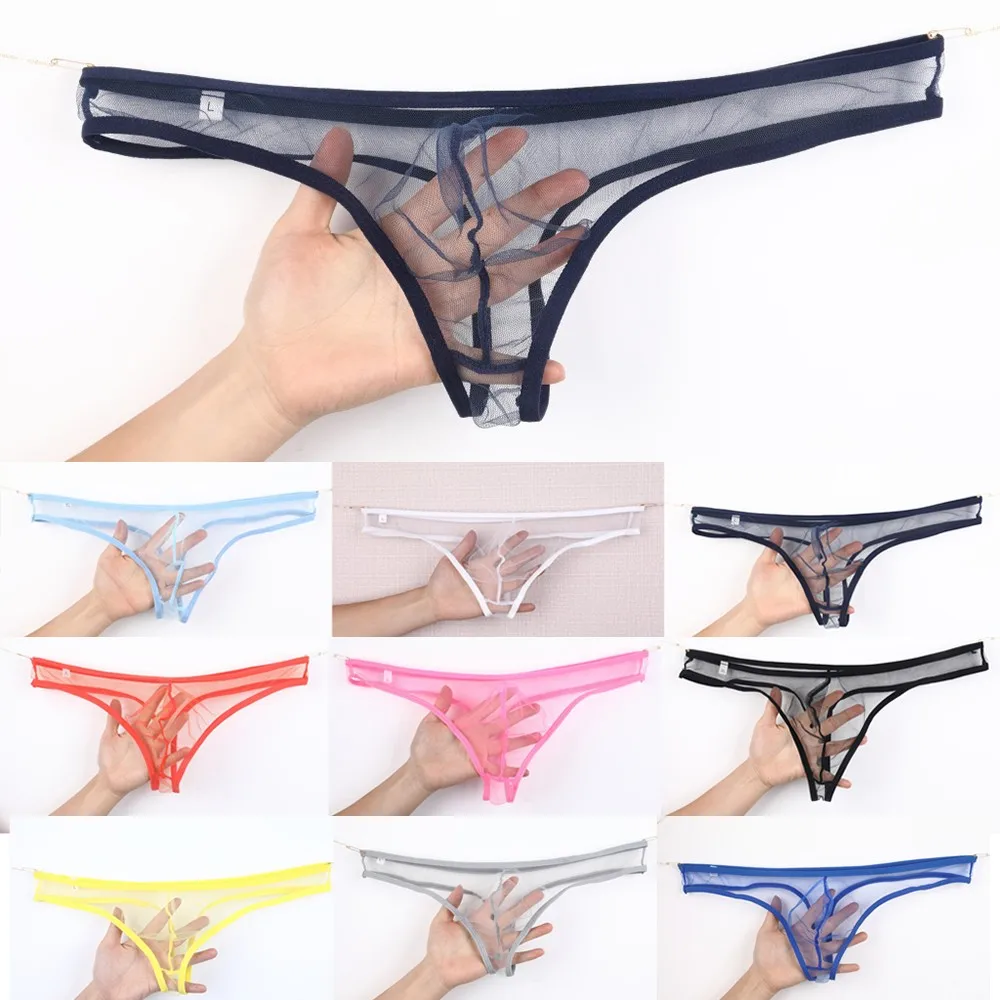 

Men Sexy Comfortable Solid Low Waist Mesh Briefs Semitransparent Ultra-Thin Underpants Breathable Panties Gay Men's Underwear