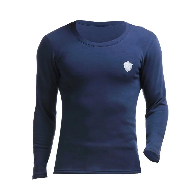 Autumn Winter Men Thermal Underwear Top Sexy Tight Long Johns Thickening Plus Velvet Bottoming Shirt Fashion Round Neck T-Shirts