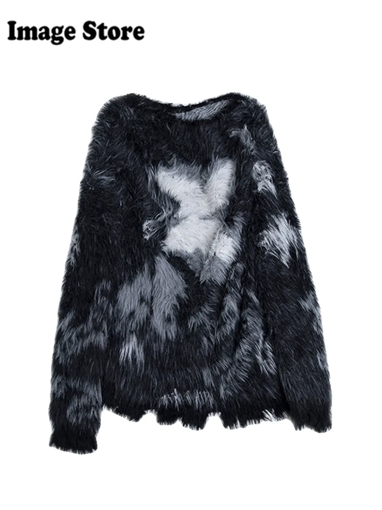 Зимний женский свитер джемпер темной академии пушистая трикотажная одежда в