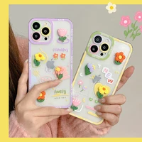 color lens surrounds three dimensional flowers case for iphone 11 11pro max 12 12pro 12pro max 13pro 13pro max