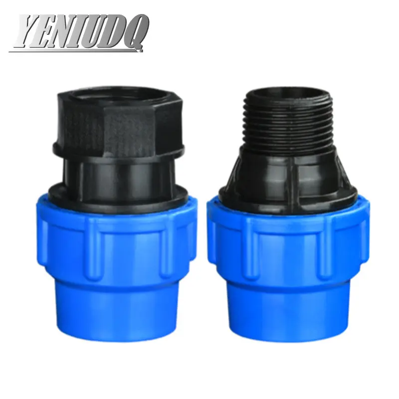 

Plastic PE Tap Water Irrigation Water Pipe Quick Connector Female Male Thread to Pipe 20mm 25mm 32mm 40mm 50mm 63mm