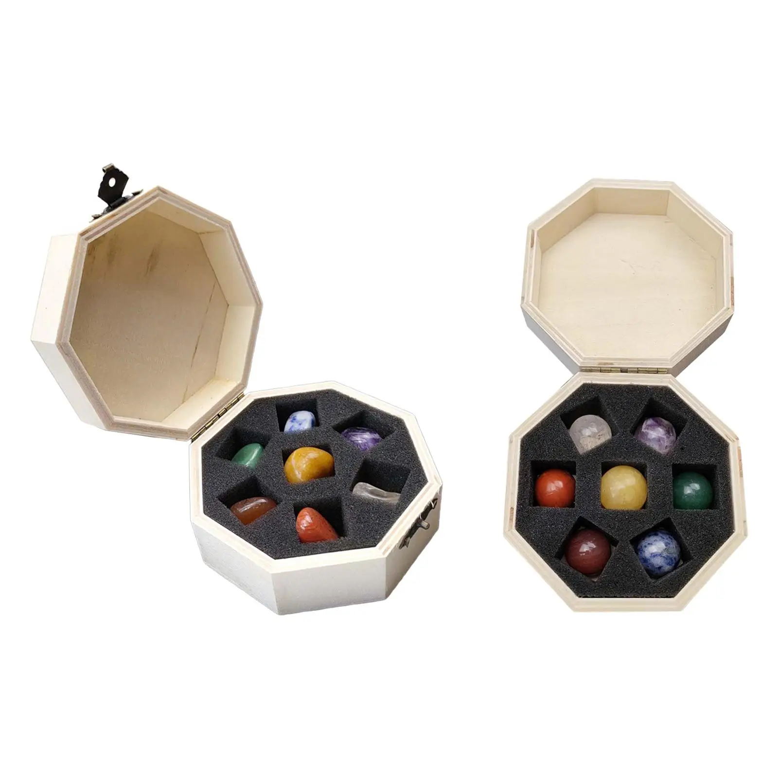 

7Pcs Crystal Energy Stones Gems Crafts with Storage Box Aventurine Gift Box Amethyst Crystal Power Stone for Collection Aquarium