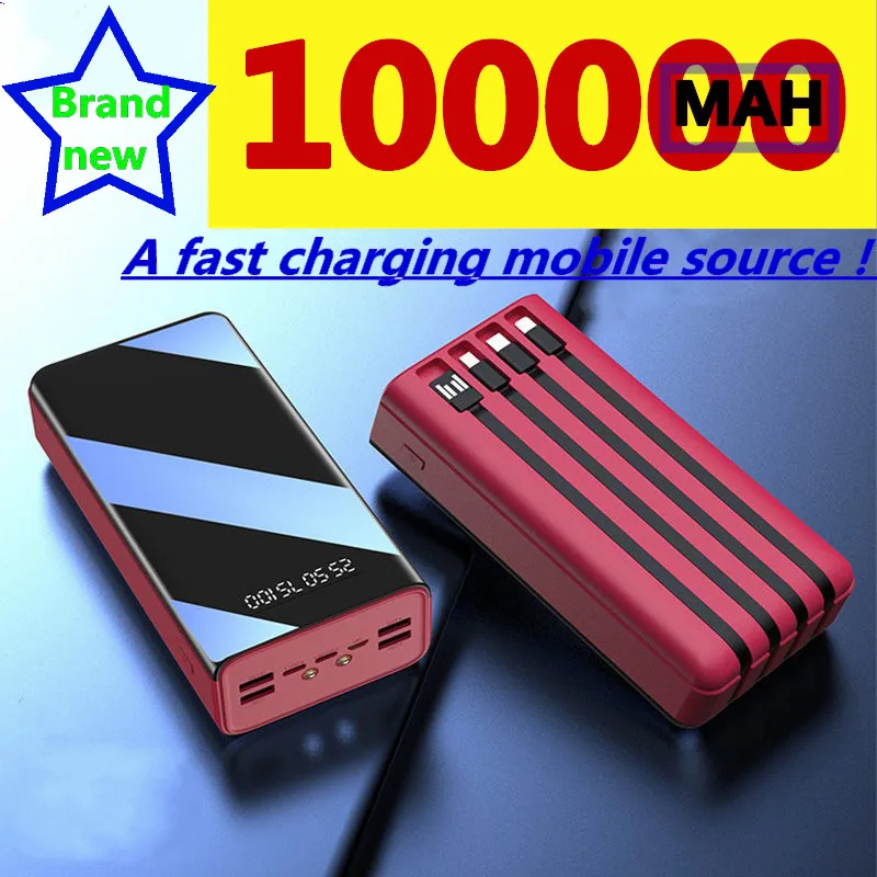 

Alimentation USB à charge rapide 100000mah, affichage LED, téléphone portable, tablette, batterie externe 5V 3A 100Ah