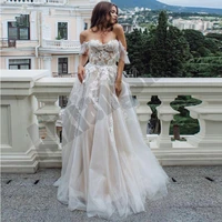 charming glitter wedding dresses appliques see through vestidos de novia shiny off the shoulder luxury robe de mariee woman