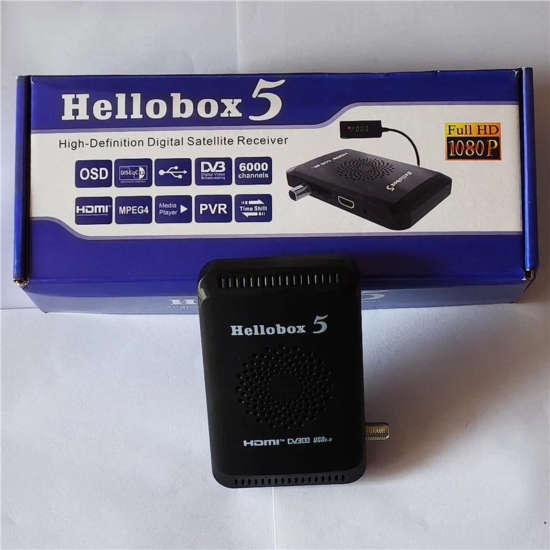 Фото Hellobox 5 DVB-S/S2 Приемник спутникового телевидения Поддержка модема 3G Cccam Newcam Mgcam Scam ТВ-приемник PVR MPEG4 OSD 1080P №1