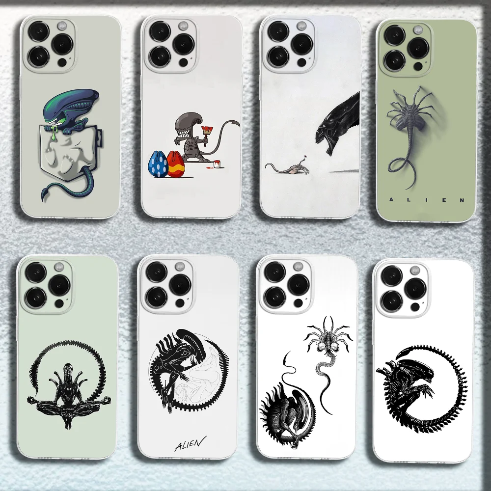 Чехол для телефона Funny A-Alien Xenomorph iPhone 16 15 14 13 12 11 Plus Pro Max XR XS X SE мини-прозрачный