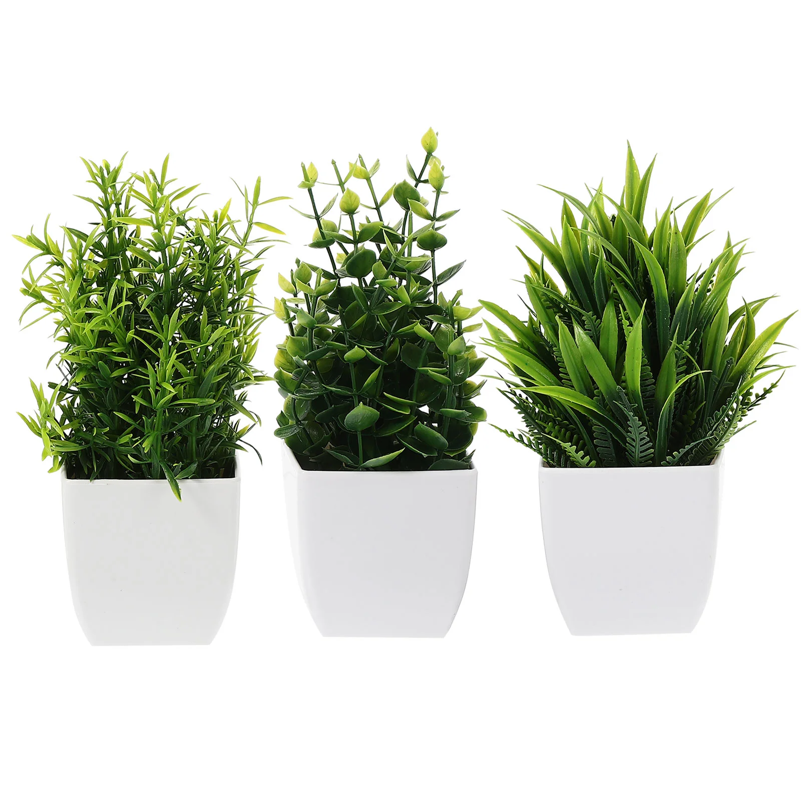 

3 Pcs Simulated Potted Plant Artificial Indoor Plants Bonsai Adornments Small Decor Fake Desktop Pp Faux Office
