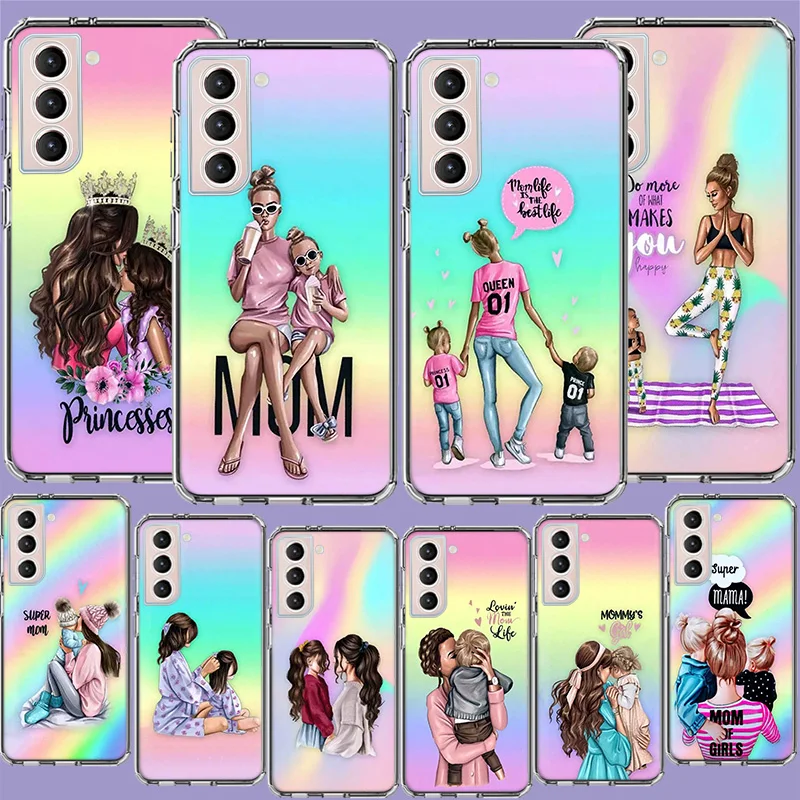 

Baby Mom Girl Queen Phone Case For Samsung Galaxy S23 Ultra S22+ S21 Plus S20 FE S10 Lite S10E S9 S8 S7 Edge Cover