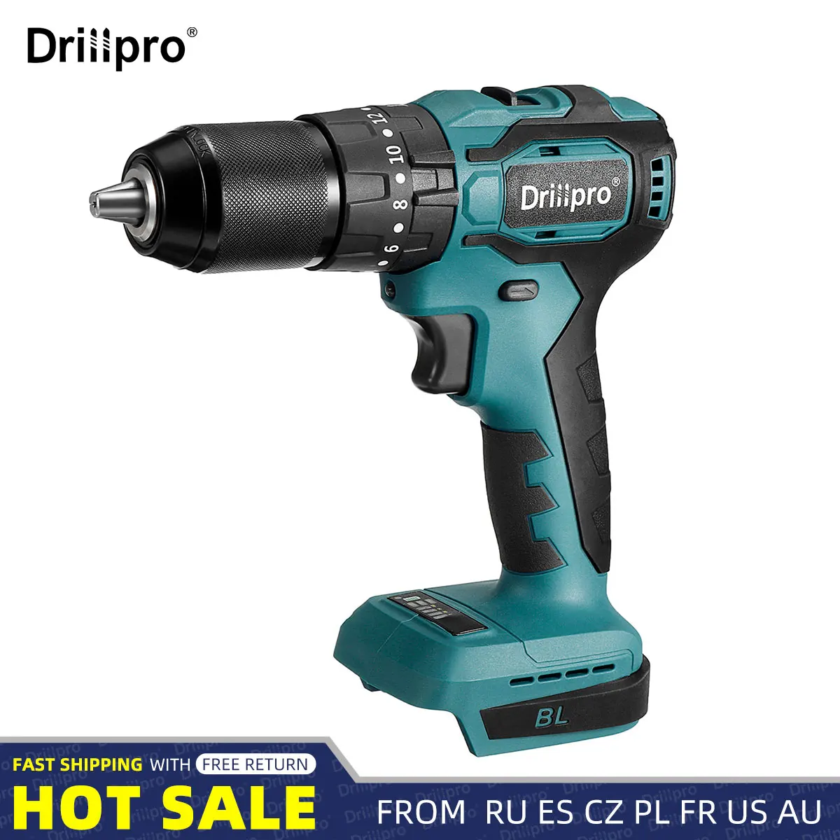 Hammer Cordless Screwdriver 20+3 Torque Impact Drill Tools For Makita 18v Battery