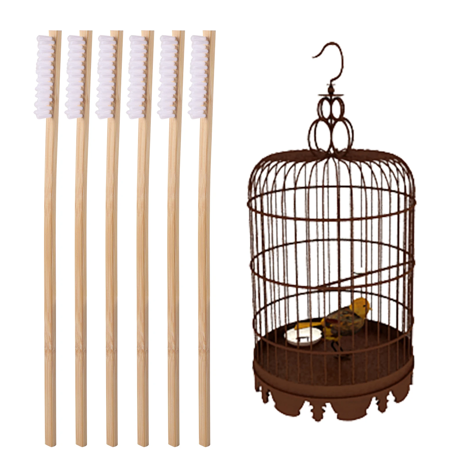 Щетка для чистки клетки птиц 2 шт. длинная деревянная ручка многофункциональные