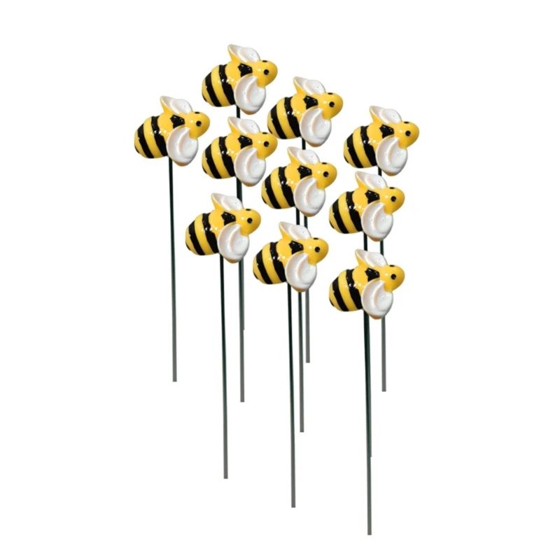 

10pcs Bee Stakes 12 Inch Garden Stakes Decoration Yard Lawn Ornaments Waterproof Flower Pot Indoor Outdoor DropShip
