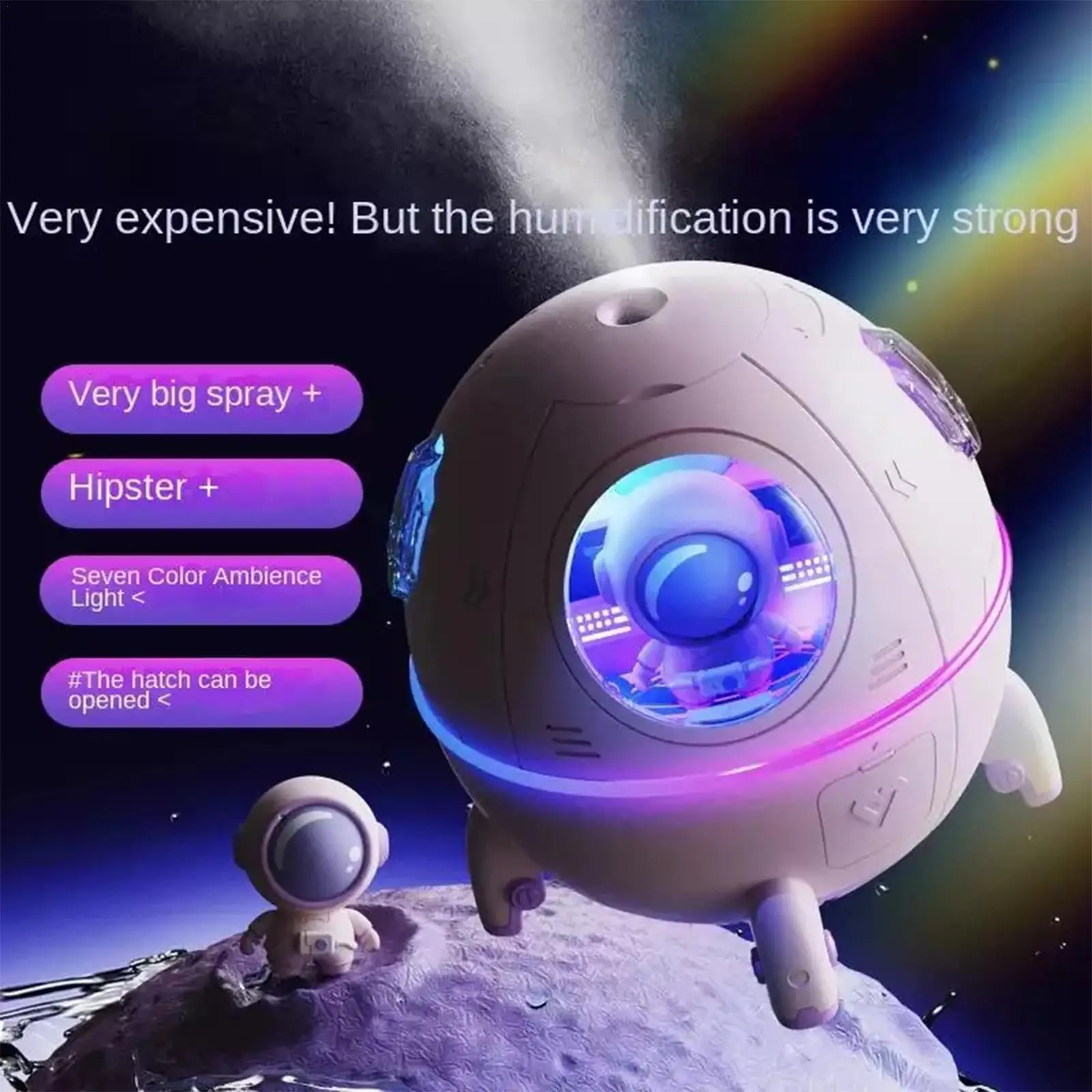 

Astronaut Air Humidifier 220ml Electric Ultrasonic Aroma Essential Oil Diffuser 1200mAH Colorful LED Light USB Mist Sprayer Gift
