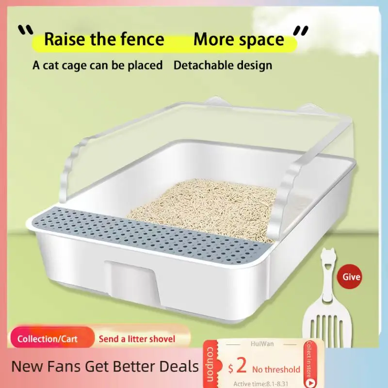 

YMCY Cat Litter Box Large High Fence Fully Semi-Enclosed Cat Toilet Odor-Proof Anti-Sand Sand Small Kitten Feces Cat Supplies