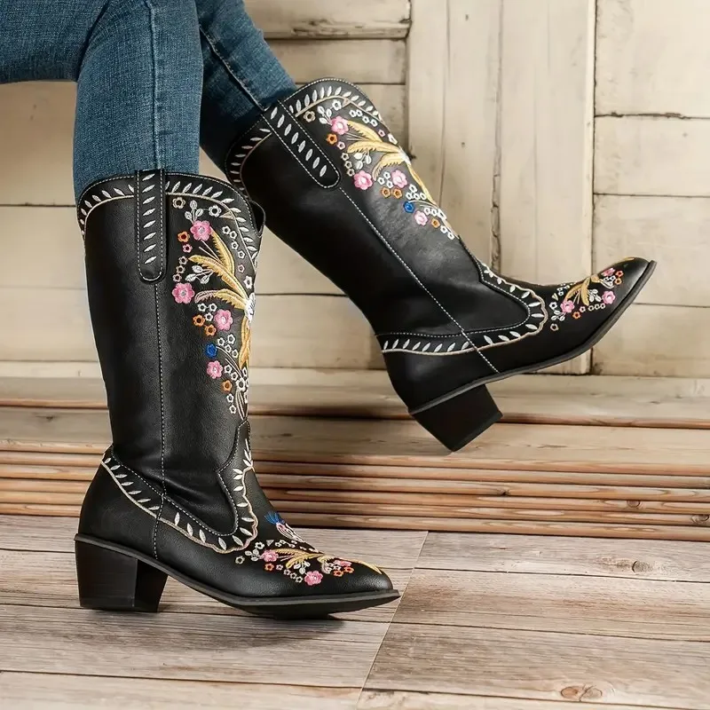 Pointy Boot Women Shoes Autumn Luxury Designer Winter Footwear Boots-Women Rivets Pointe Ladies Fashion 2024 Rubber Med Mid