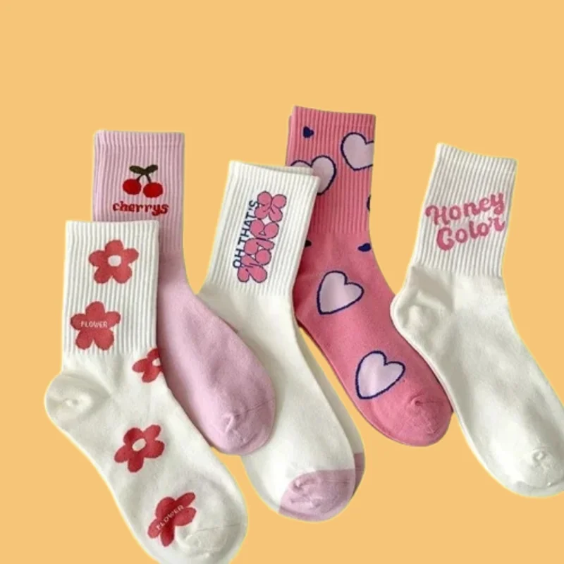 Носки женские хлопковые до середины икры удобные дышащие модные смешные с