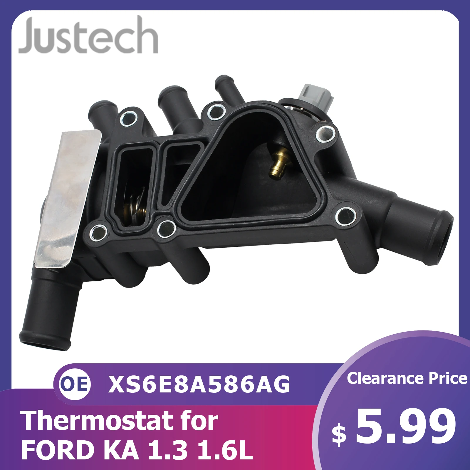 

Термостат охлаждающей жидкости Justech XS6E8A586AG для Ford KA 1,3 1,6l