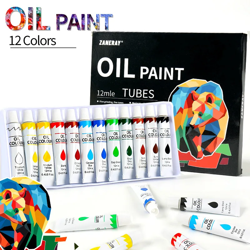 Набор масляных красок 12/24 цветов 12 мл, нетоксичные масляные краски,алюминиевая трубка, художественная живопись, пигмент для граффити,студенческий, Детский рисунок