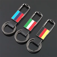 black alloy leather belt keychain germany italy france flag key ring chain keyring 3 color webbing charm car keychains jewelry