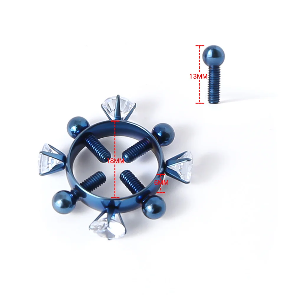BDSM 2PCS Nipple Clamps Stainless Steel Crystal Ring Breast Clips Stimulator Erotic SM Toys For Women 5 Colors To Choose - купить по