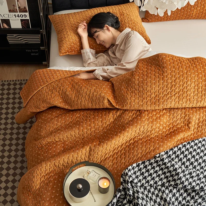 Бархатное покрывало с вышивкой для кровати современное постельное белье