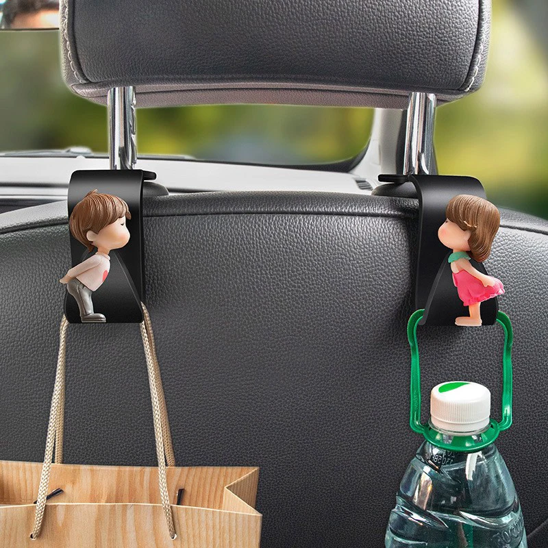 

2pcs Creative Car Hook Cartoon Cute Rear Seat Back Hanging Hook Automobile Interior Storage Holder Hooks
