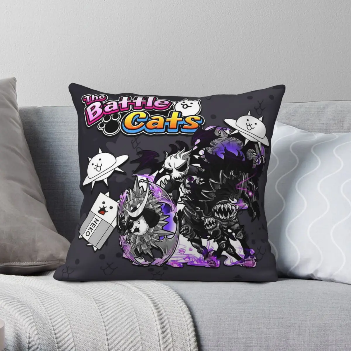 Фото Наволочка Battle Cats Miko Mitama, полиэстер, лен, бархат, декор на молнии, наволочка, чехол для подушки 18 дюймов №1