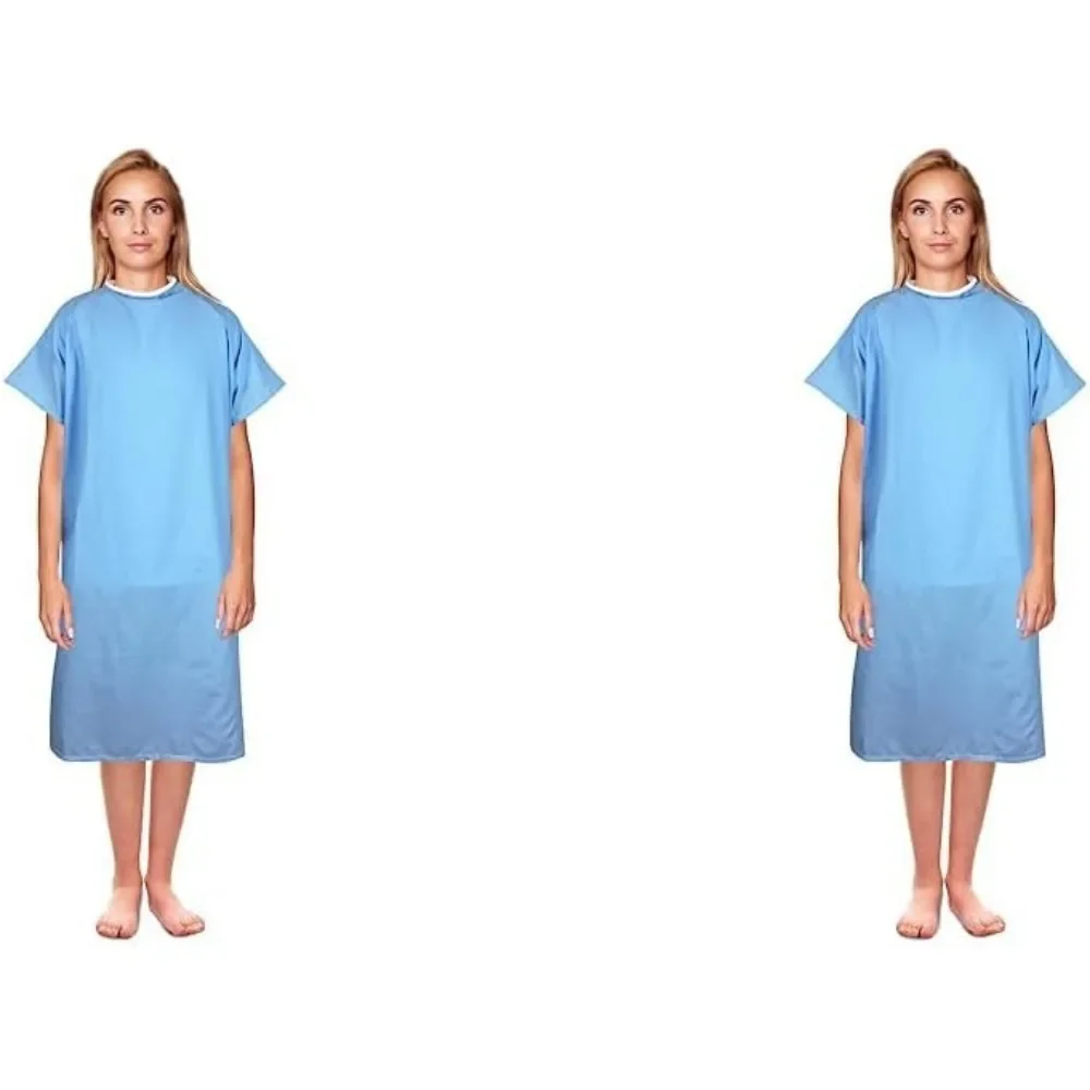 unkowa kurtka laboratoryjna unisex z długim rękawem dla pacjenta lekarskiego DMI Halter w niebieskie paski