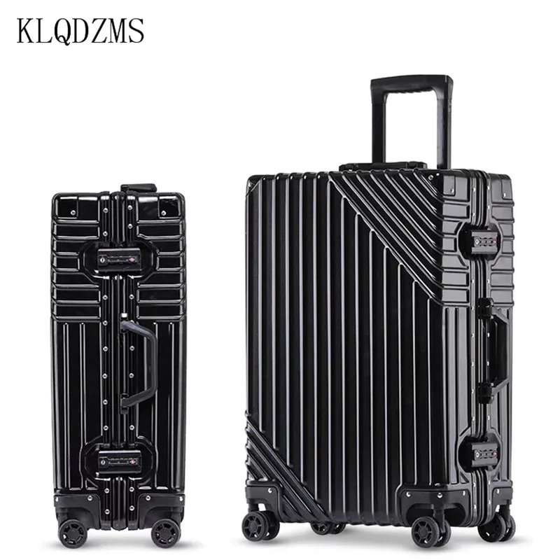 

KLQDZMS 20/24/26/29inch RetroABS+PC aluminum fram rolling luggage trolley Luggage travel Suitcase Universal wheel
