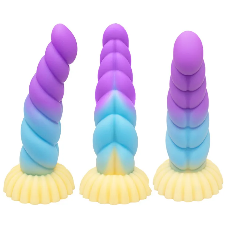 14cm Threaded Dildo with Suction Cup Glow In Dark Colorful Penis for Beginners Female Men Masturbator Beginner Anal Plug Toy