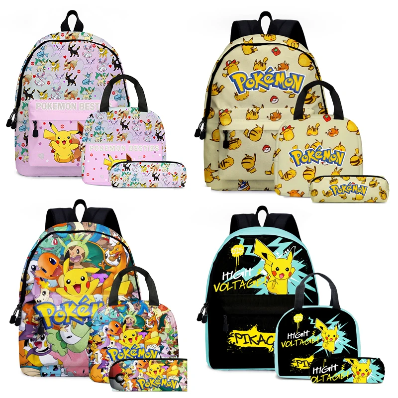 

Школьные рюкзаки с покемоном, детские сумки с аниме рисунком Пикачу, Вместительная дорожная сумка для подростков, школьные ранцы для девоче...