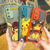 cute cartoon love pikachu for huawei p50 p40 p40 p30 p20 mate 40 20 10 nova 8 3i 2i frosted translucent phone case coque capa