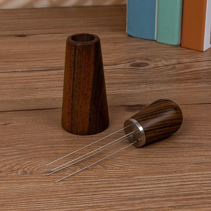 

Espresso Coffee Stirrer, Coffee Stirring Tool For Espresso Distribution, Coffee Powder Hand Tamper,Natural Wood Handle And Stand