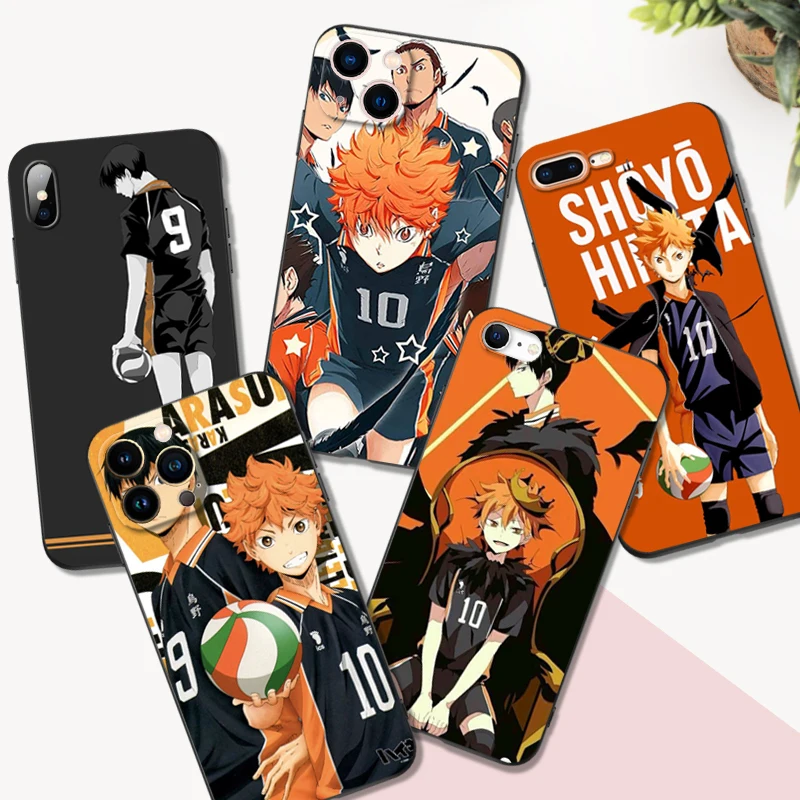 Черный чехол из ТПУ для iphone 14 13 12 11 mini pro MAX 5 5s se 2020 6 6s 7 8 plus x 10 XR XS, Обложка Tsukishima patec Haikyuu