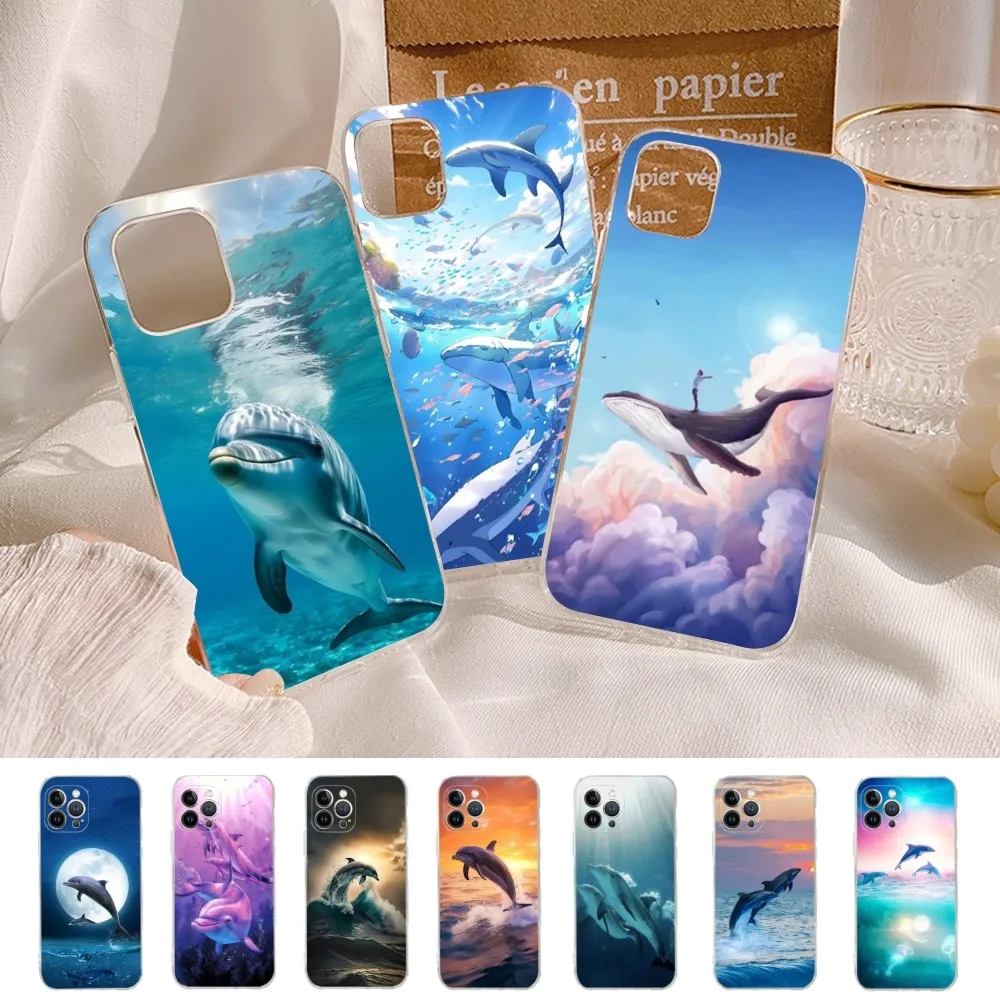

Ocean Animal Cute Dolphin Phone Case For iPhone 15 14 11 12 13 Mini Pro XS Max Cover 6 7 8 Plus X XR SE 2020 Funda Shell