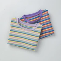 babany bebe infant baby girls boys stripe t shirt home daily casual set short sleeves kids clothes