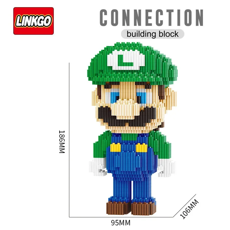 Linkgo Super Mario Bros алмазные строительные блоки Luigi соединительные кирпичи DIY сборка