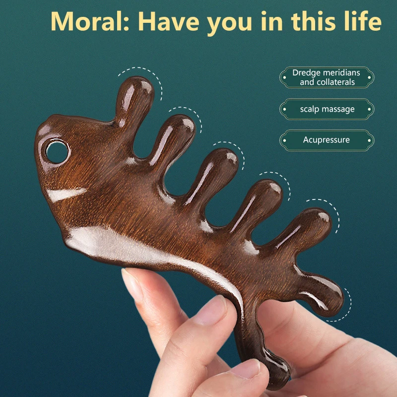 Массажная Расческа форма золотой рыбки из сандалового дерева расческа для лица